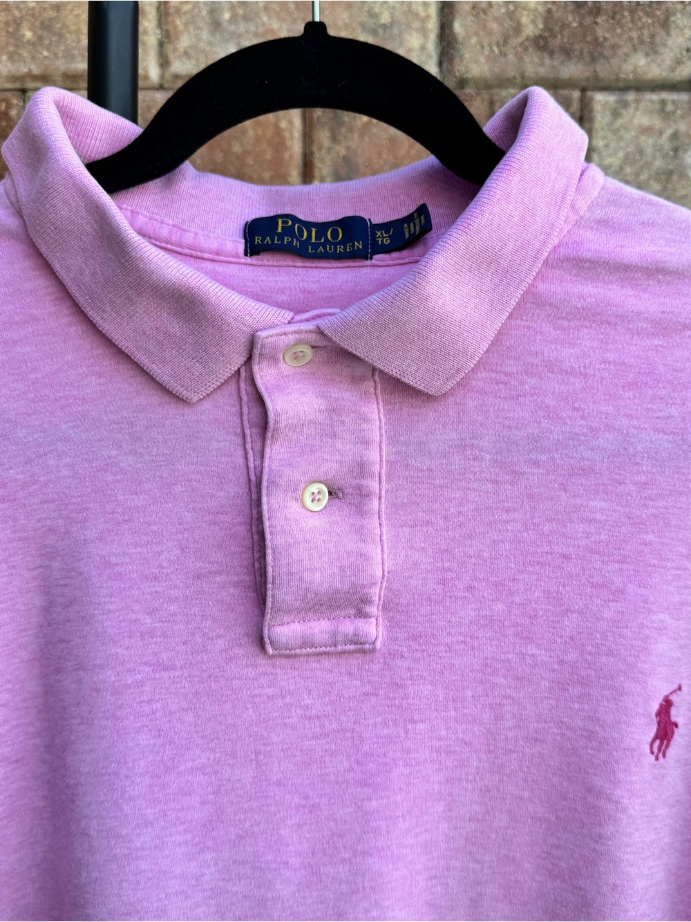 Ralph Lauren Mens Light Pink Polo Shirt with Pink Embroidered Pony